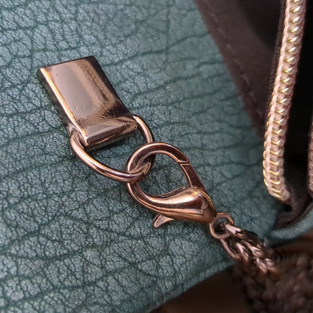 Street Level Crossbody Bag Tiffany Blue Crackle Double Chain Link Strap Crackle - Picture 9 of 17